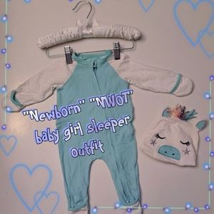 "Newborn" "NWOT" baby girl sleeper outfit 👶🦄